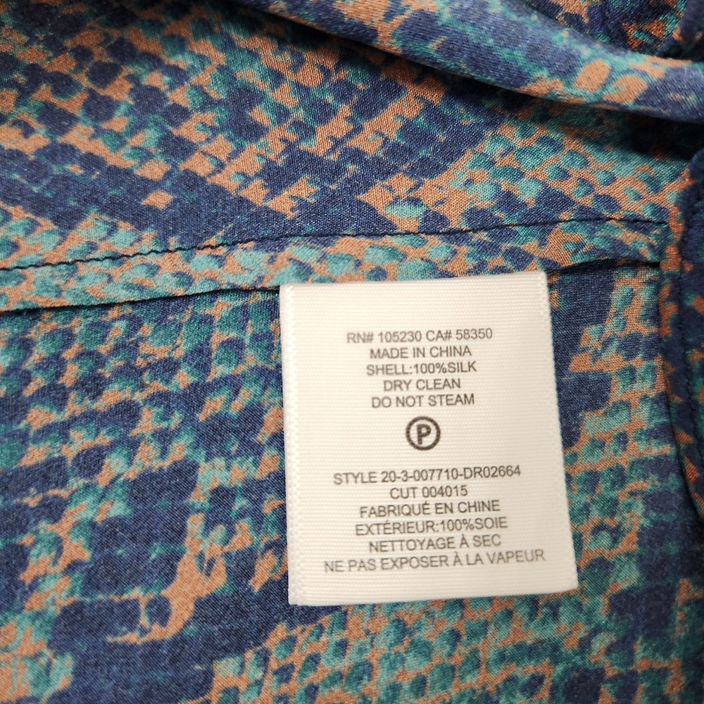 Joie 100% Silk Snakeskin Print Maxi Dress Blue Teal Sleeveless V-Neck M - Picture 7 of 11